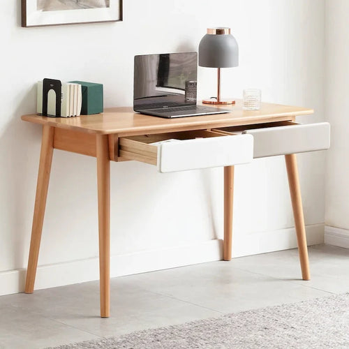 47" Solid Wood Computer Desk with 2 Drawers for Home Office