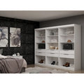 Mulberry Open 3-Section Modern Wardrobe Closet with 6 Drawers