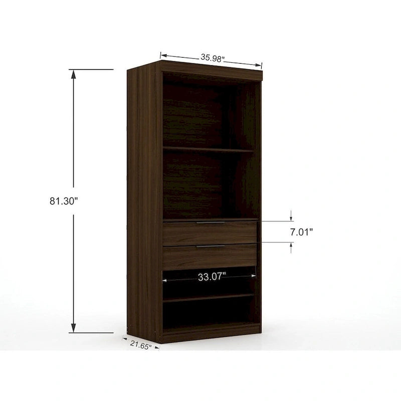 Mulberry Open 3 Sectional Modem Wardrobe Closet with 6 Drawers
