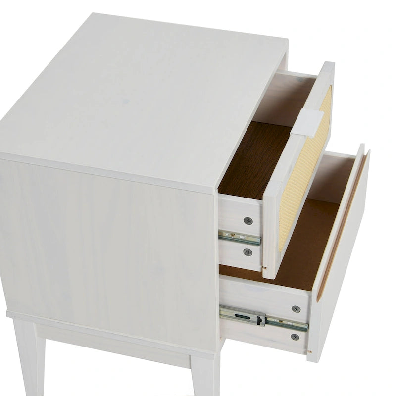 Crawford Wood 2-Drawer Bed Side Table