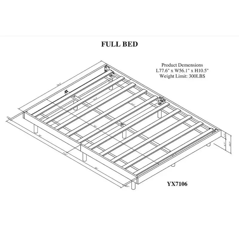 Nestfair Modern Design Full Floating Platform Bed Frame