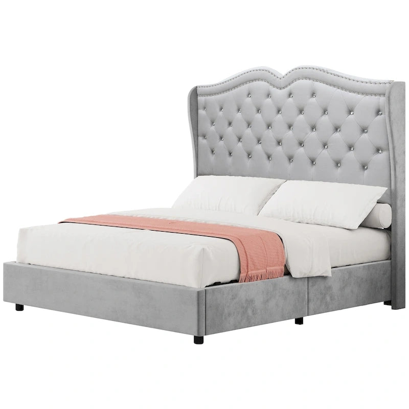 Moasis Queen Lift Up Storage Bed with Headboard 51.6Tall
