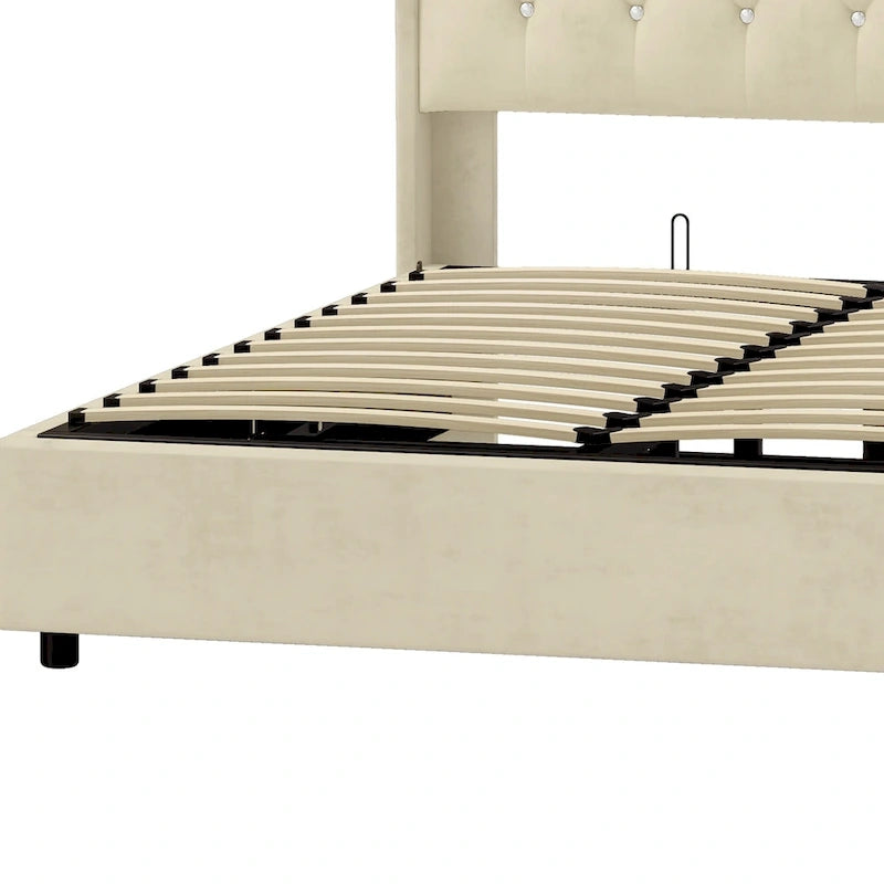 Moasis Queen Lift Up Storage Bed with Headboard 51.6Tall