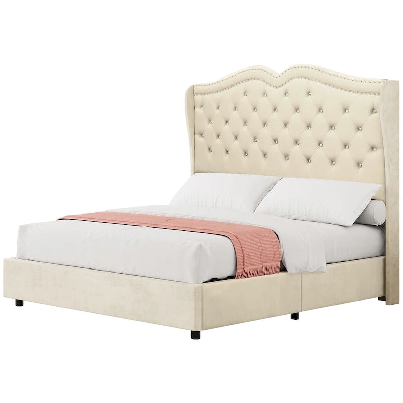 Moasis Queen Lift Up Storage Bed with Headboard 51.6Tall