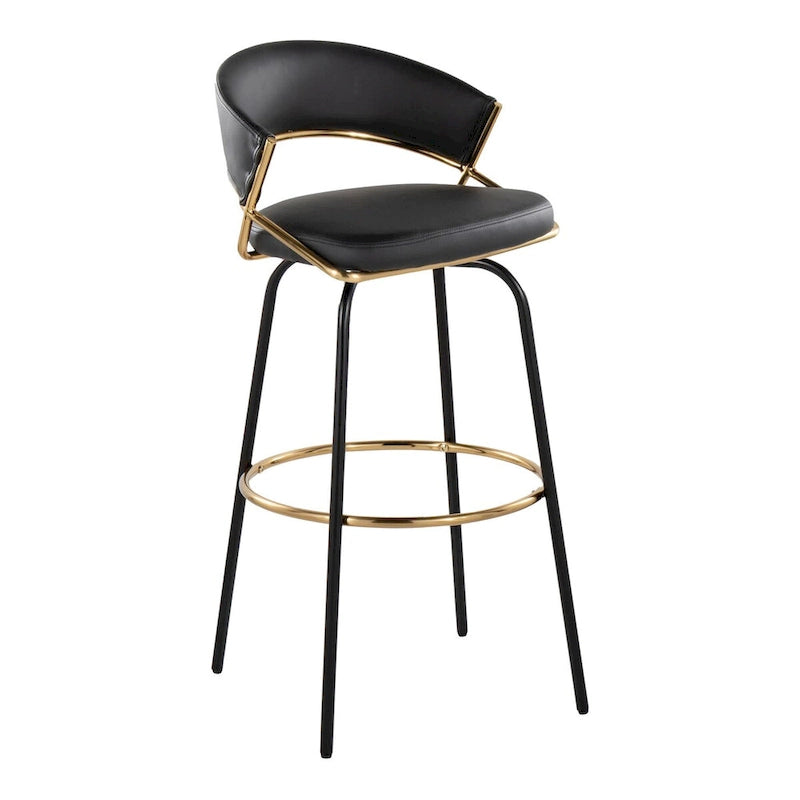 Fixed-Height Bar Stool with Metal Legs (Set of 2)