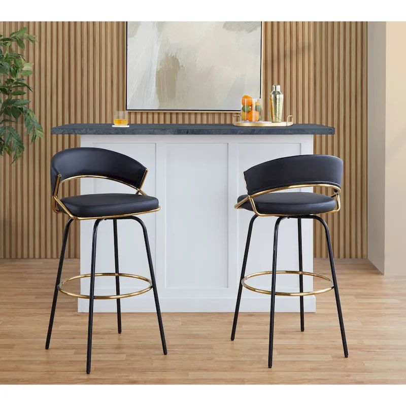 Fixed-Height Bar Stool with Metal Legs (Set of 2)