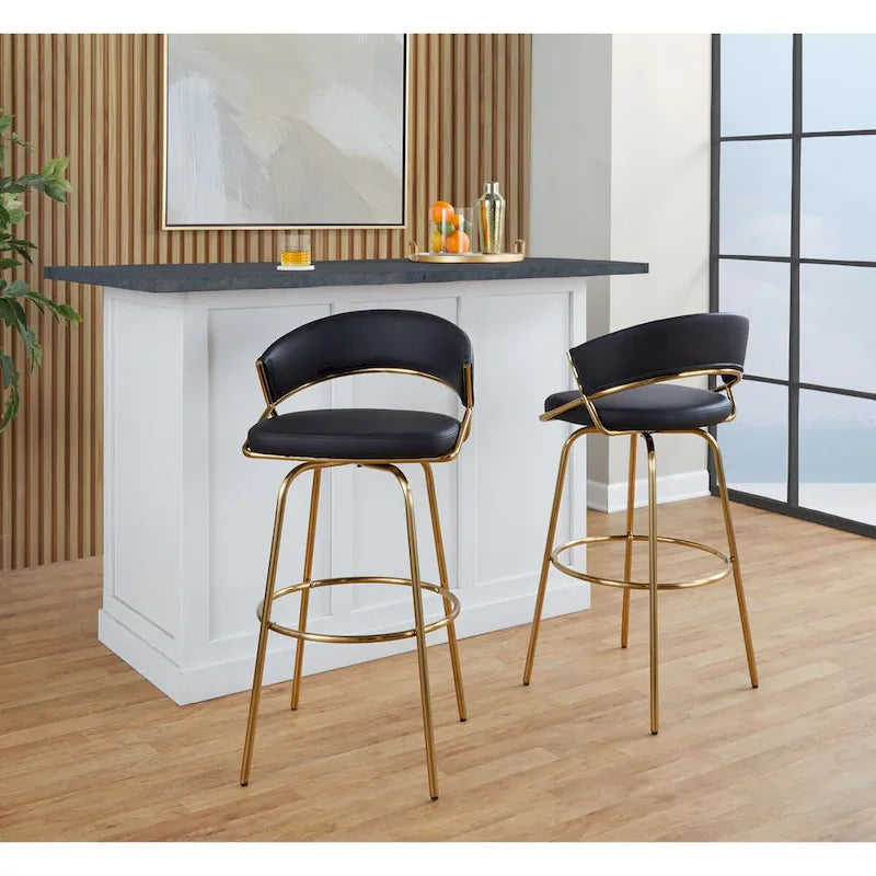 Fixed-Height Bar Stool with Metal Legs (Set of 2)