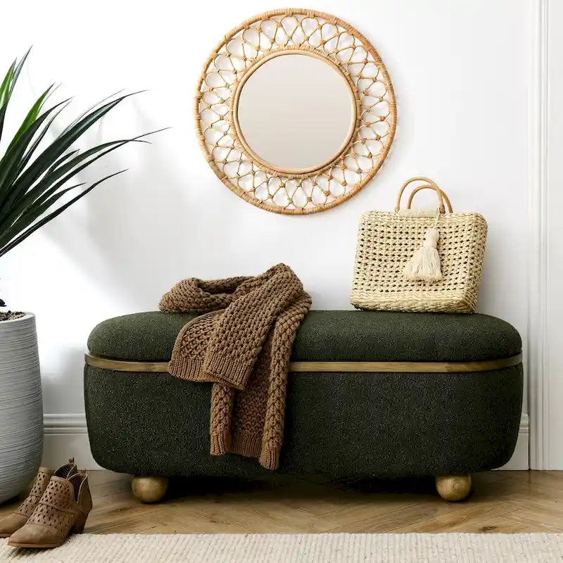 Storage Ottoman Bench, Upholstered End of Bed Ottoman Bench with Storage and Seating, Large Blanket Storage Bench
