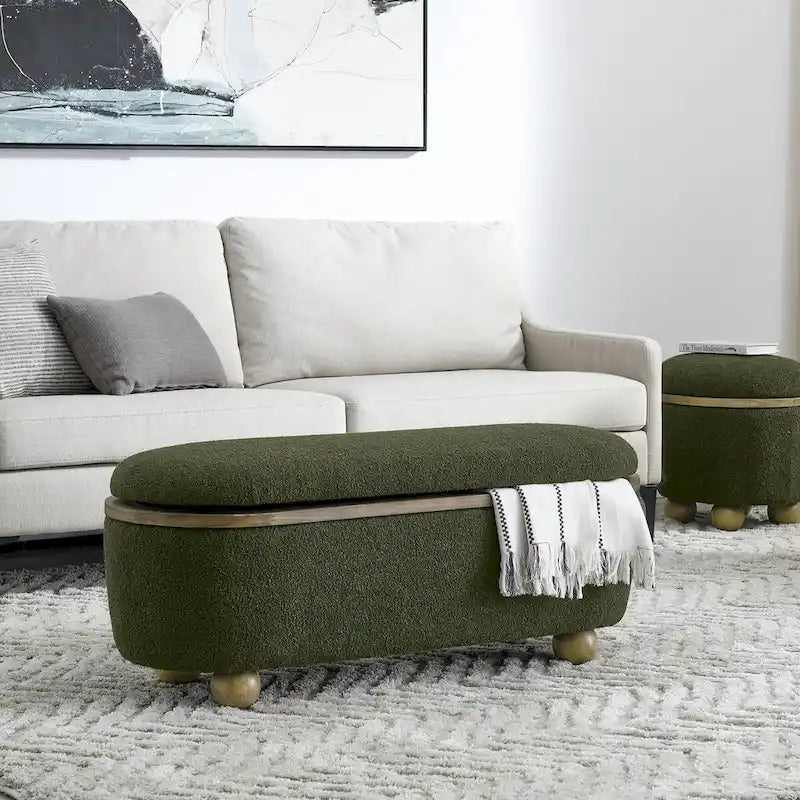 Storage Ottoman Bench, Upholstered End of Bed Ottoman Bench with Storage and Seating, Large Blanket Storage Bench