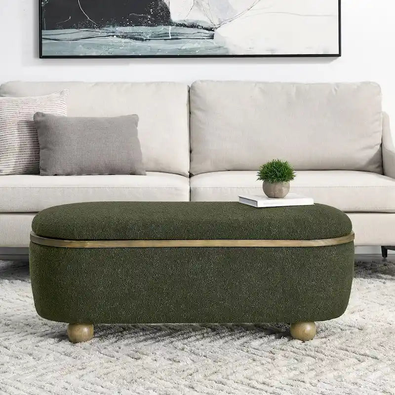 Storage Ottoman Bench, Upholstered End of Bed Ottoman Bench with Storage and Seating, Large Blanket Storage Bench