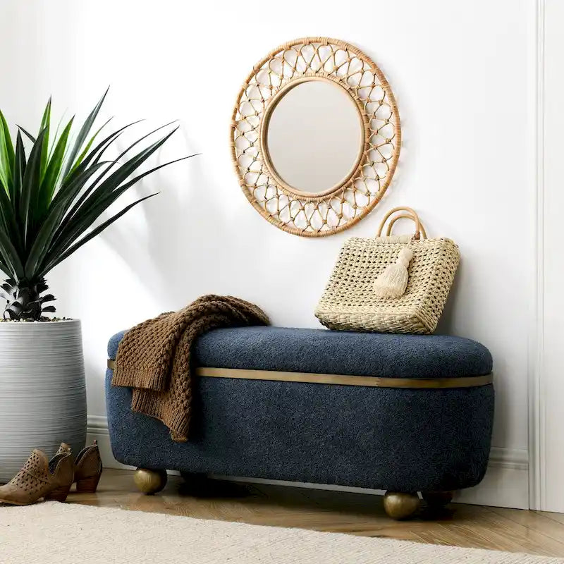 Storage Ottoman Bench, Upholstered End of Bed Ottoman Bench with Storage and Seating, Large Blanket Storage Bench