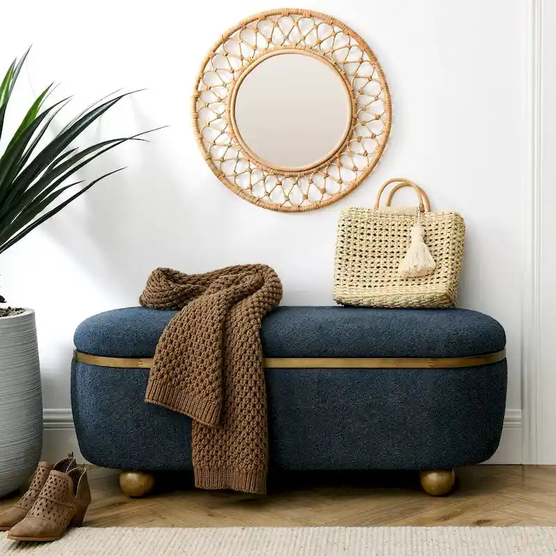 Storage Ottoman Bench, Upholstered End of Bed Ottoman Bench with Storage and Seating, Large Blanket Storage Bench