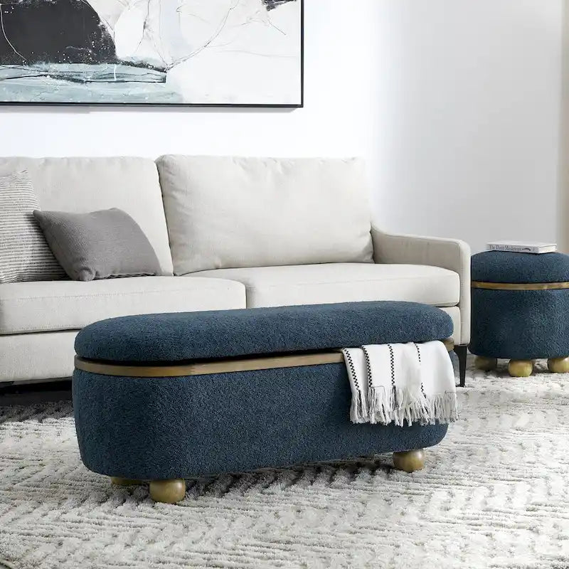 Storage Ottoman Bench, Upholstered End of Bed Ottoman Bench with Storage and Seating, Large Blanket Storage Bench