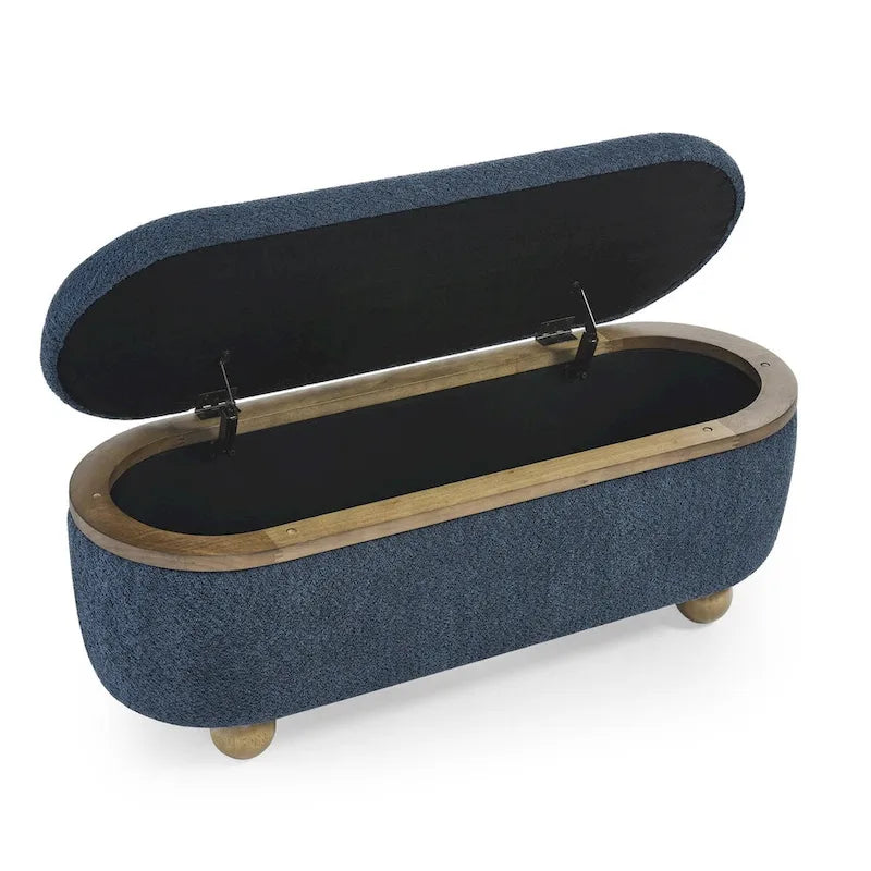 Storage Ottoman Bench, Upholstered End of Bed Ottoman Bench with Storage and Seating, Large Blanket Storage Bench