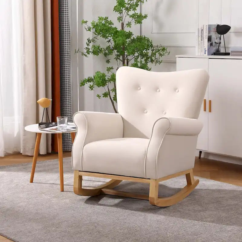 Rocking Chair, Upholstered Accent Chair for Nursery,Living Room, Small Contemporary Rocker, Kids Cushioned Arm Chair