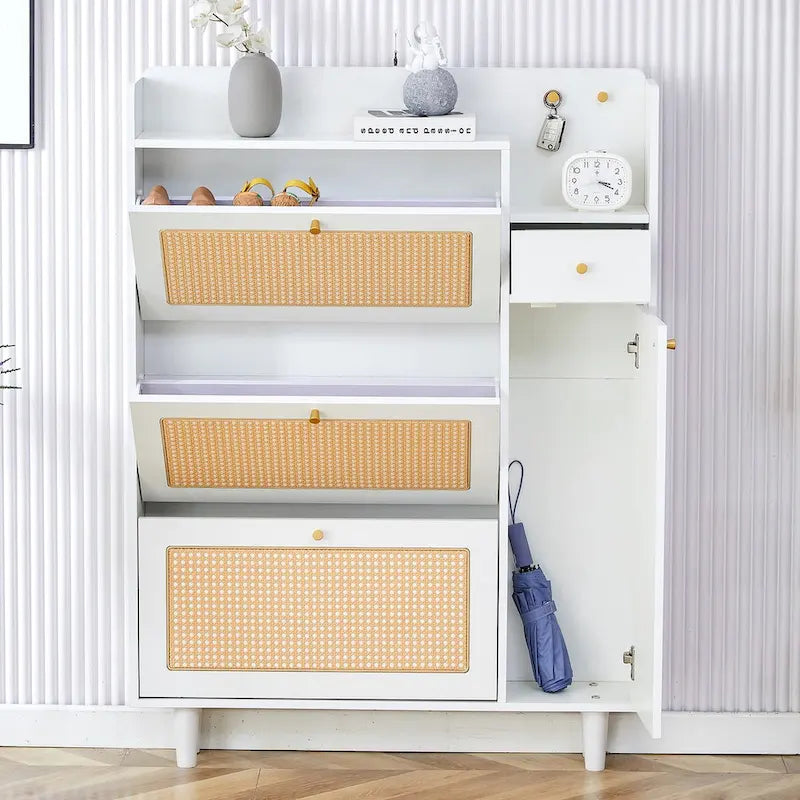 Modern minimalist storage Japanese rattan shoe bed top cabinet small home furniture Suitable for corridors and living rooms