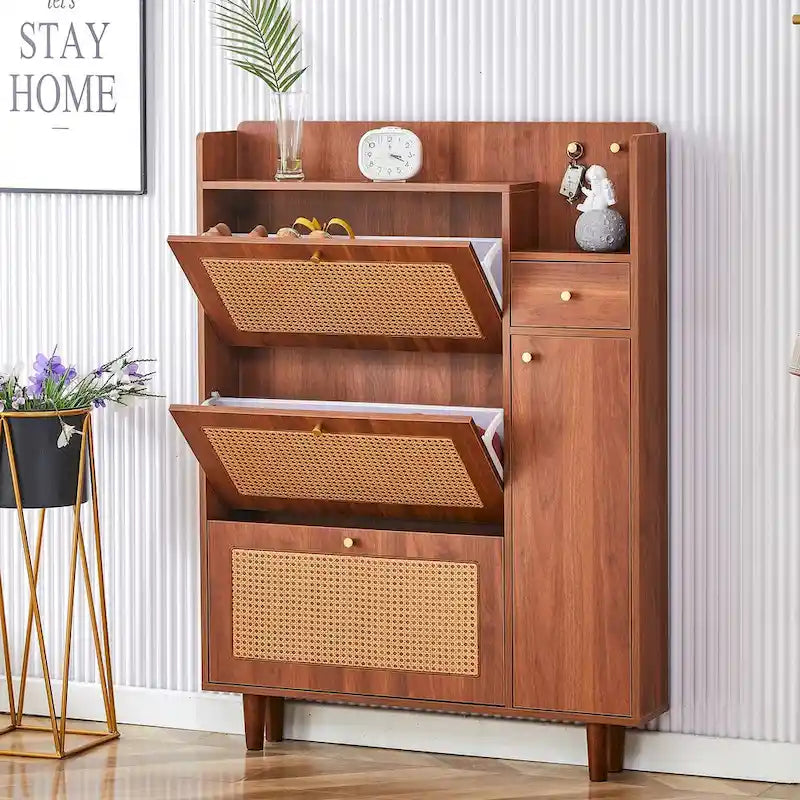 Modern minimalist storage Japanese rattan shoe bed top cabinet small home furniture Suitable for corridors and living rooms