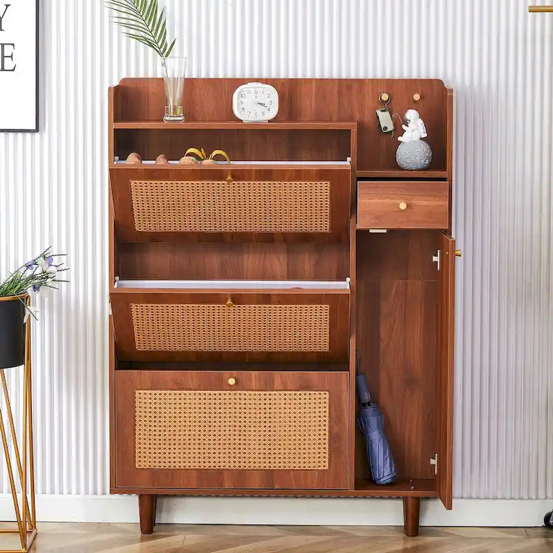 Modern minimalist storage Japanese rattan shoe bed top cabinet small home furniture Suitable for corridors and living rooms