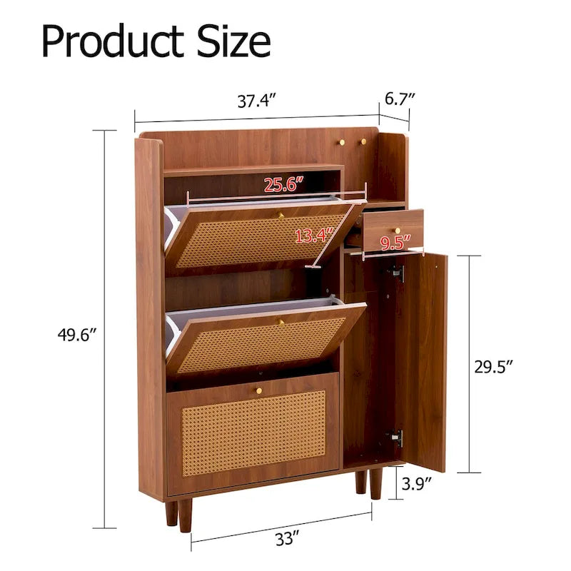 Modern minimalist storage Japanese rattan shoe bed top cabinet small home furniture Suitable for corridors and living rooms