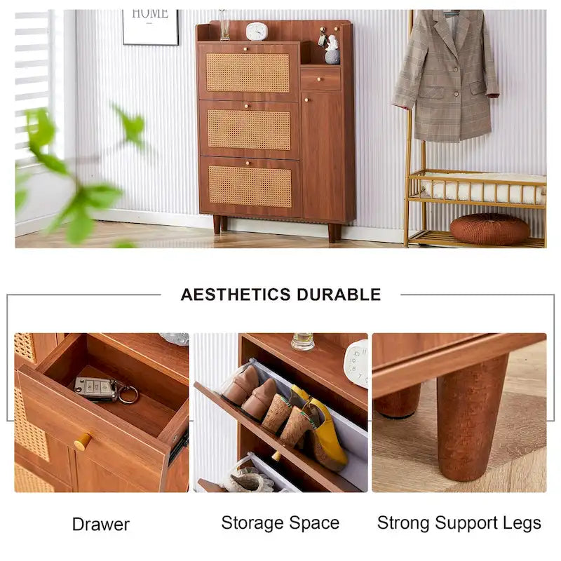 Modern minimalist storage Japanese rattan shoe bed top cabinet small home furniture Suitable for corridors and living rooms