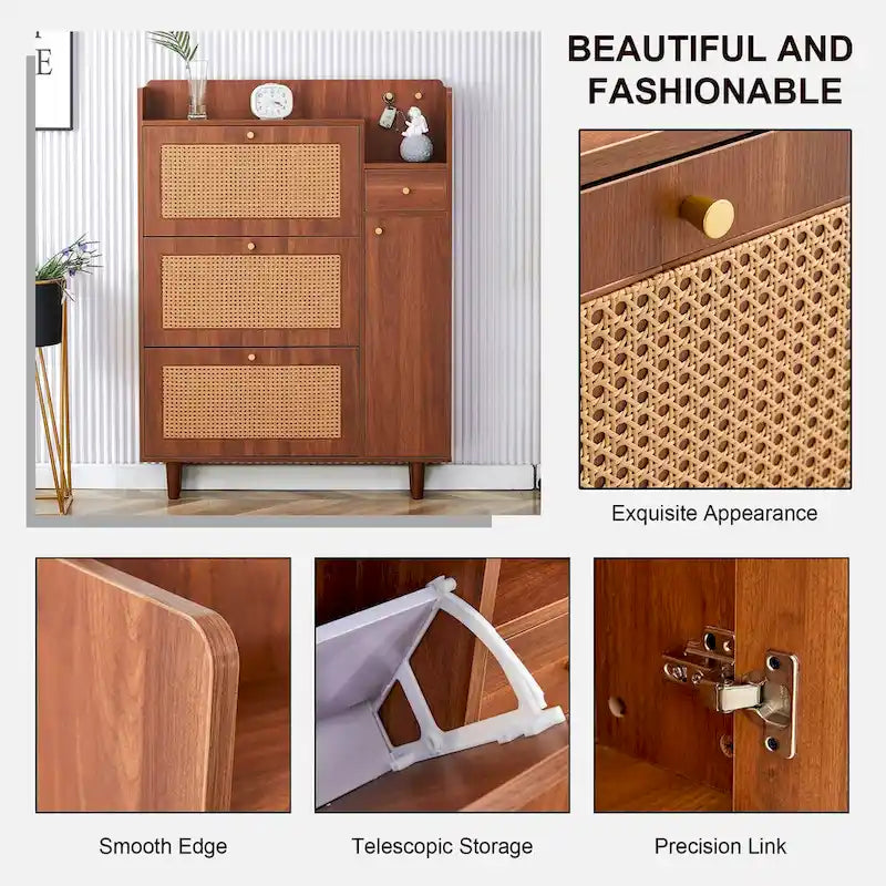 Modern minimalist storage Japanese rattan shoe bed top cabinet small home furniture Suitable for corridors and living rooms