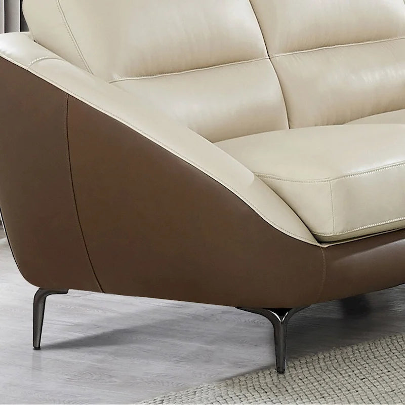 Top Grain Leather Loveseat with Feather Memory Foam and Springs