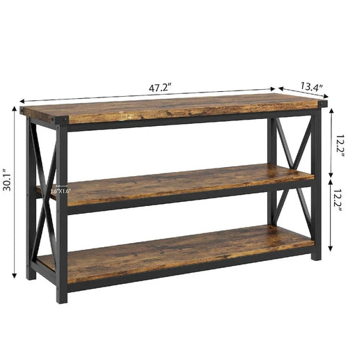 47.2" 3-Tier Narrow Entryway Table, Console Table with Metal Frame