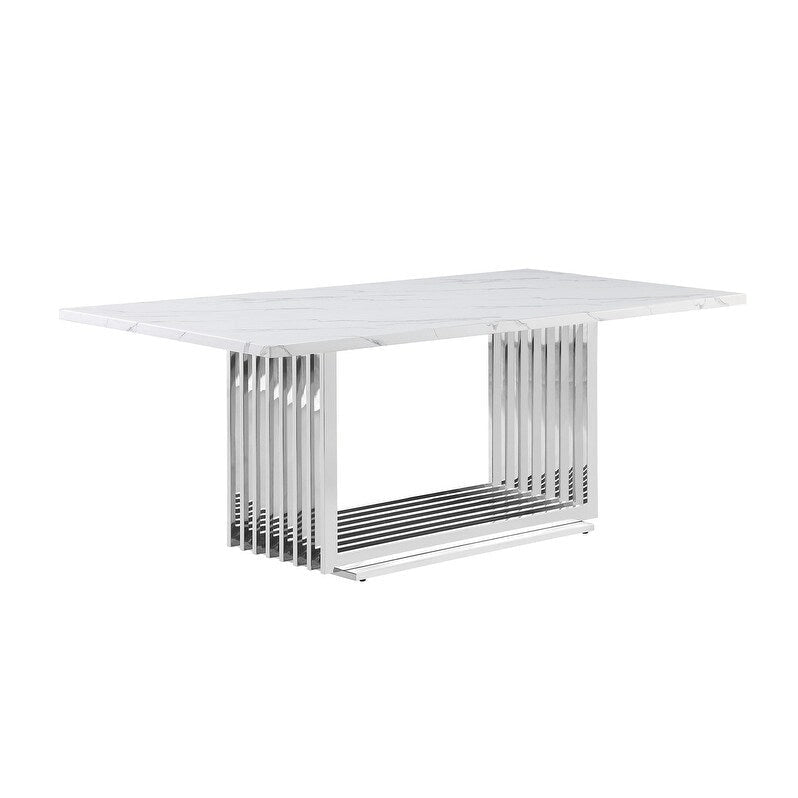 Best Quality Furniture D312/3-SC310-7 Dining Set with 79 White Marble Top