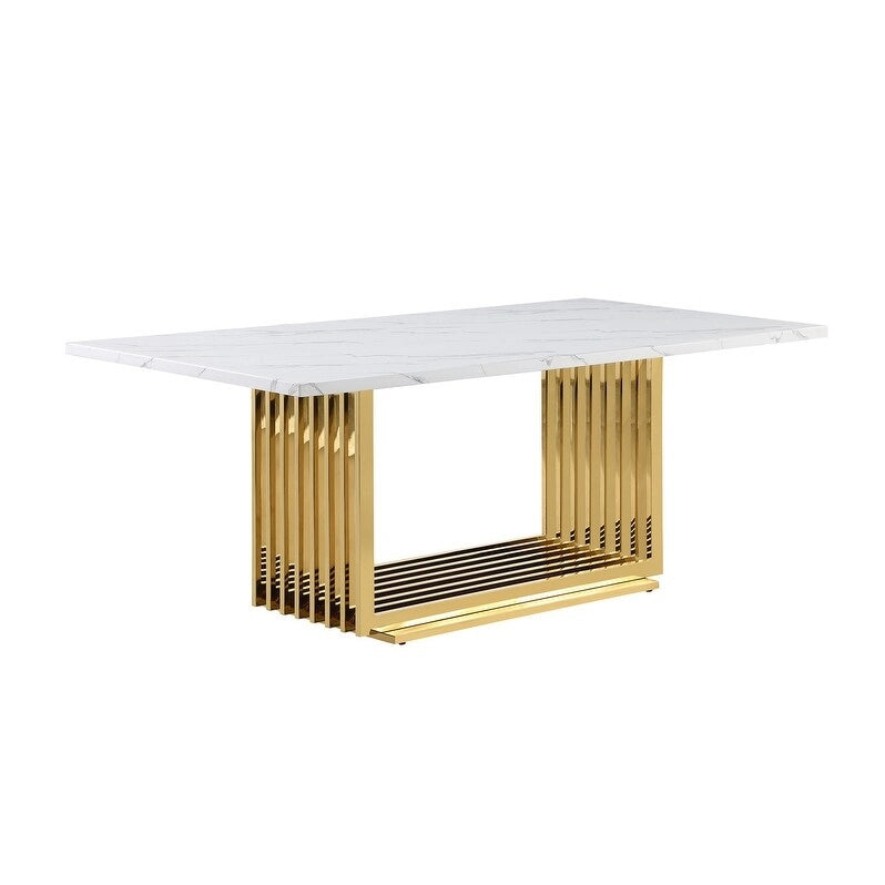 Best Quality Furniture D312/3-SC310-7 Dining Set with 79 White Marble Top