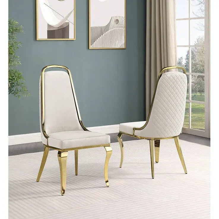Best Quality Furniture D312/3-SC310-7 Dining Set with 79 White Marble Top