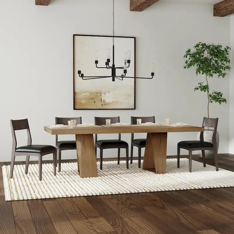 Reclaimed Oak Transitional Style Dining Table (Natural Finish)