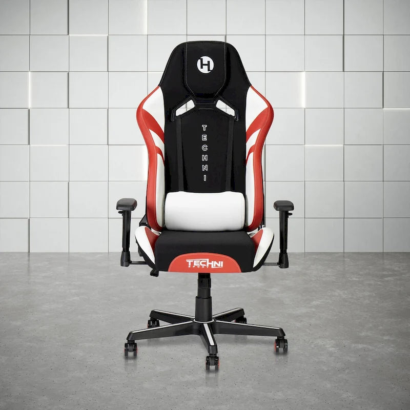 Gaming Chair With Built-In Headrest Pillow