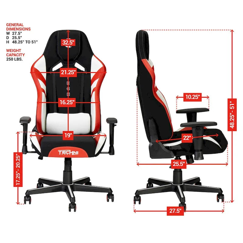Gaming Chair With Built-In Headrest Pillow