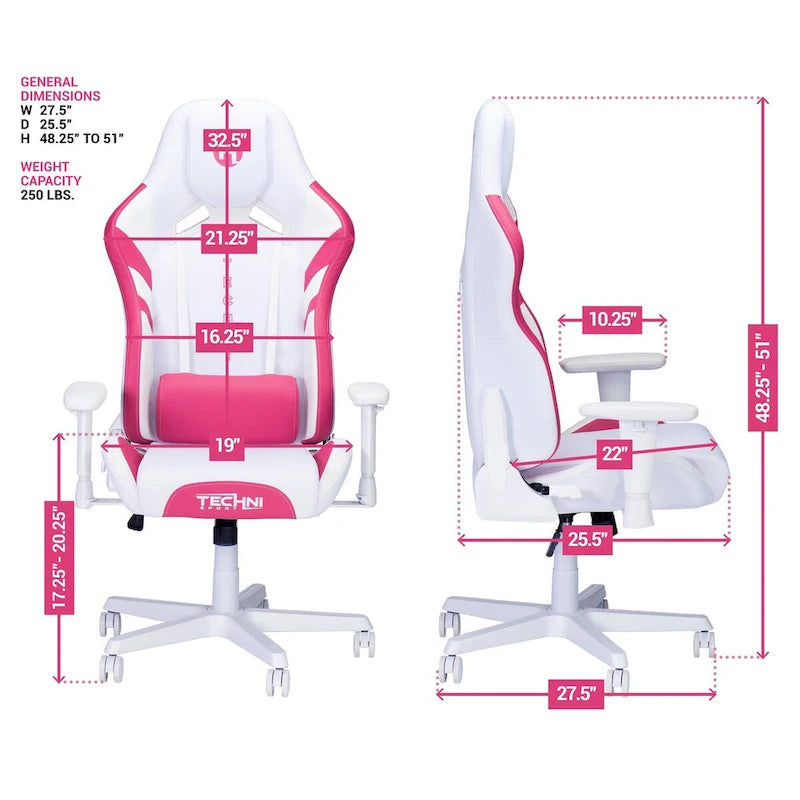 Gaming Chair With Built-In Headrest Pillow