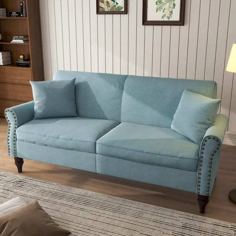 Modern 73 Nailhead Trim Loveseat Sofa
