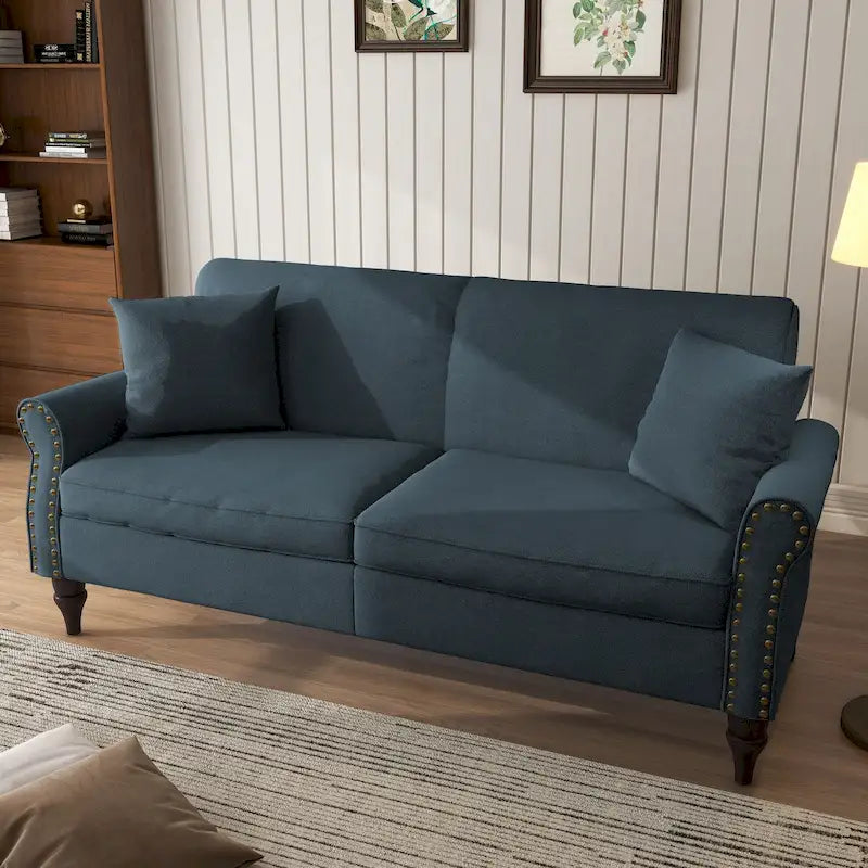 Modern 73 Nailhead Trim Loveseat Sofa