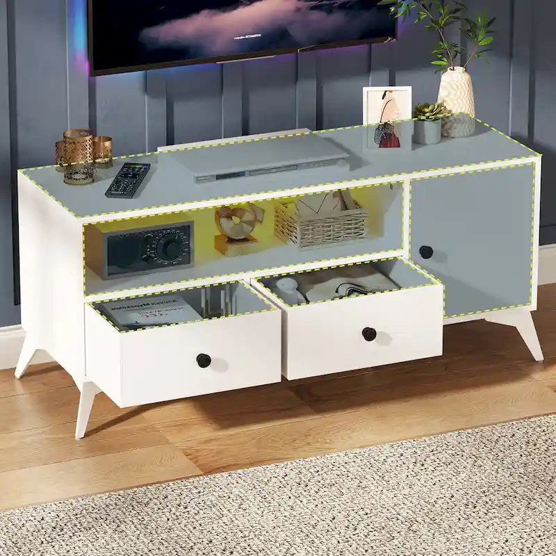 TV Stand Console Table RGB LED Light Cabinet Open Media Storage Gaming Entertainment Center - 47.24 L x 15.74 W x 20.47 H