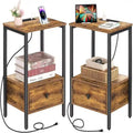Side Table with Charging Station - 11.8"D x 15.7"W x 23.6"H