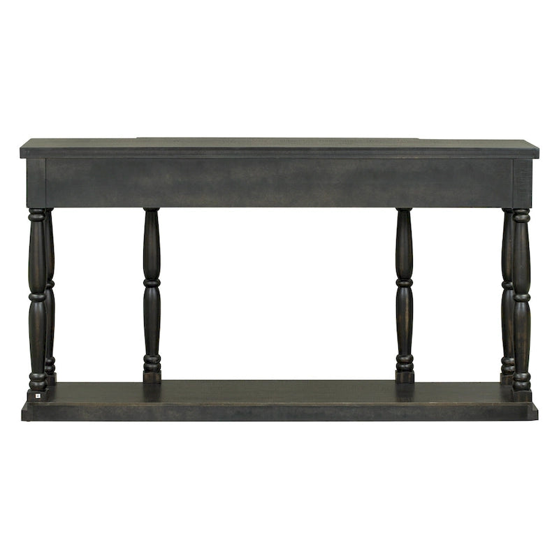 Retro Console Table with 4 Front Facing Storage Drawers and 1 Shelf