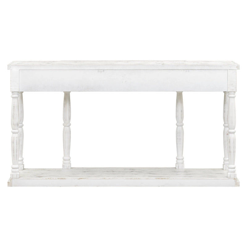 Retro Console Table with 4 Front Facing Storage Drawers and 1 Shelf