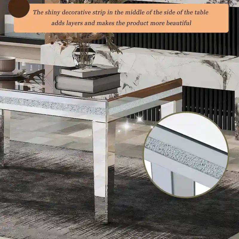 Mirrored Coffee Table with Adjustable Height