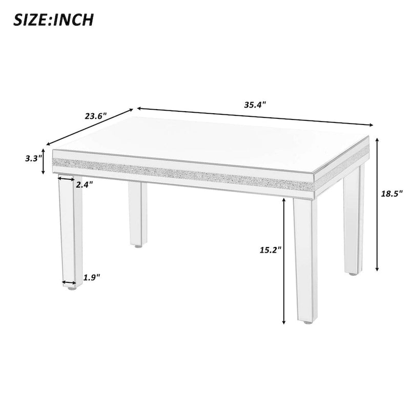 Mirrored Coffee Table with Adjustable Height