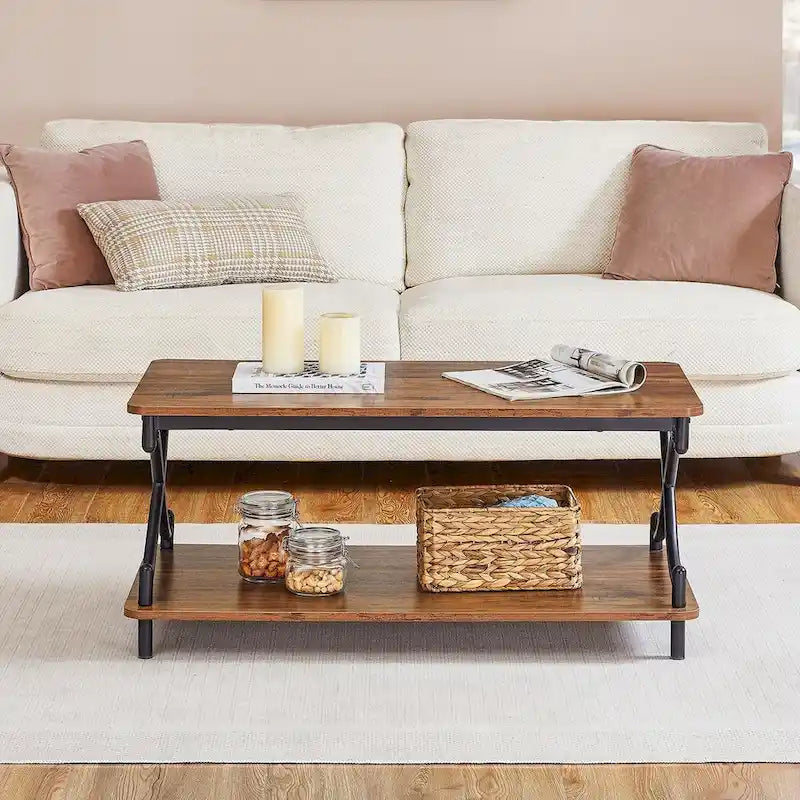 Modern 3-piece Coffee Table, Sofa Table & 1-drawer Nightstand Set of 2(Brown/Black/White)