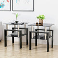 Set of 2, Modern Tempered Glass Tea Table, Coffee Table, End Table