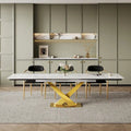 94.48" Modern Extendable Rectangular Sintered Stone Dining Table for 8 People