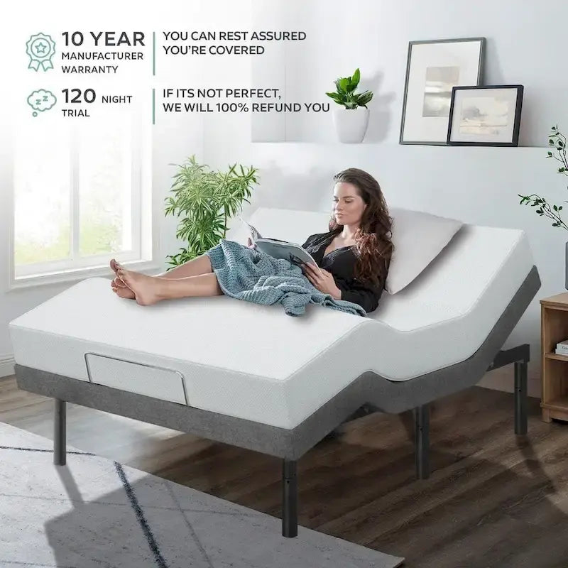 Adjustable Bed Base with 14-inch Hybrid Foam Mattress