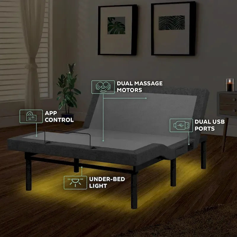 Adjustable Bed Base with 14-inch Hybrid Foam Mattress