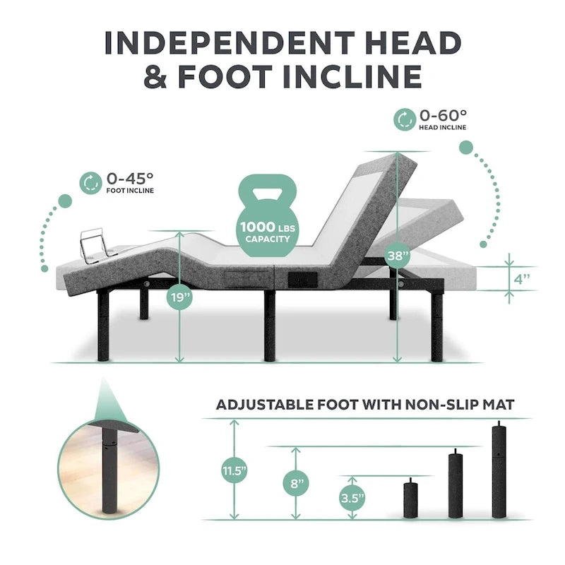 Adjustable Bed Base with 14-inch Hybrid Foam Mattress