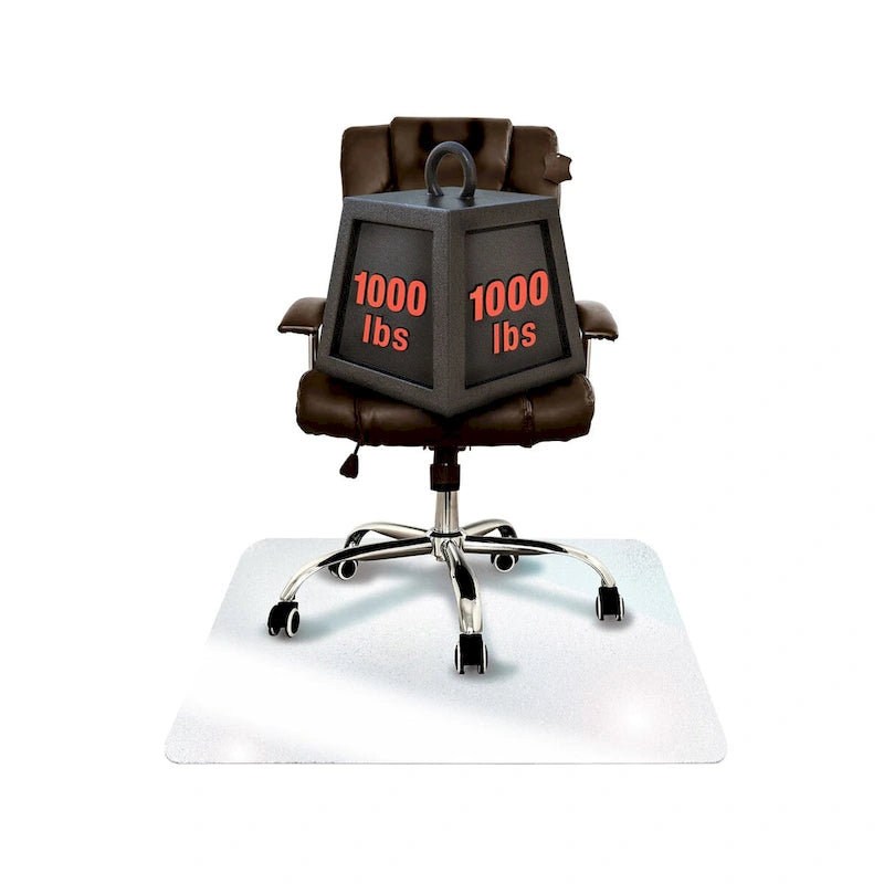 Glaciermat Heavy Duty Glass Chair Mat for Hard Floors & Carpets - 48 x 60