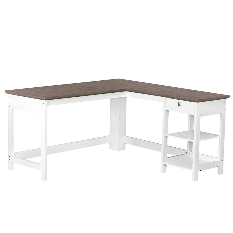 White 59-inch L-Shape Desk
